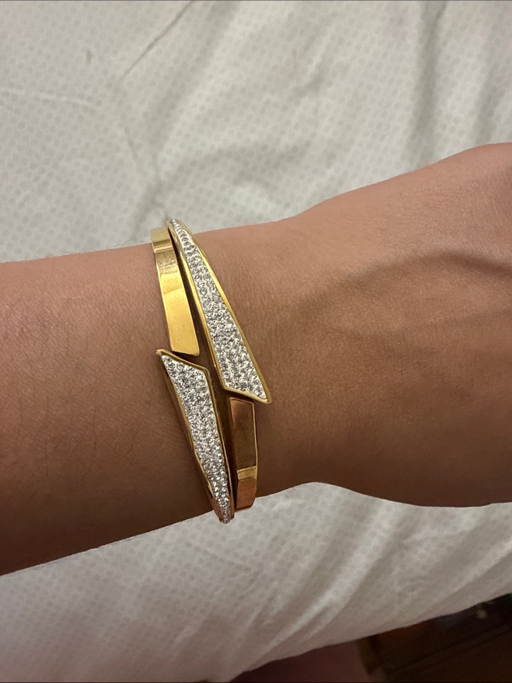 Gold Pavé Arrow-Trim Cuff Bracelet - Women's Jewelry